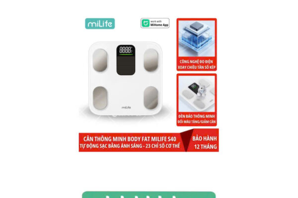 Cân Body Fat Thông Minh miLife S40 Đo 23 Chỉ Số Sức Khỏe